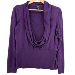 Alfani Purple Silk Blend Cowl Neck Layered Sweater Top Plum Large Viscose Preppy